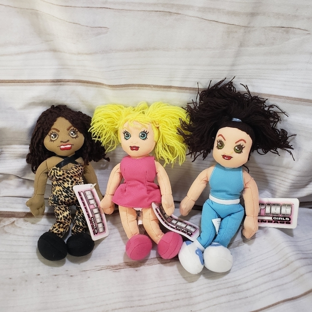 Spice Girls Beanbag Plush Dolls Set Of 3 Scary Baby Sporty 8 Inch 1998